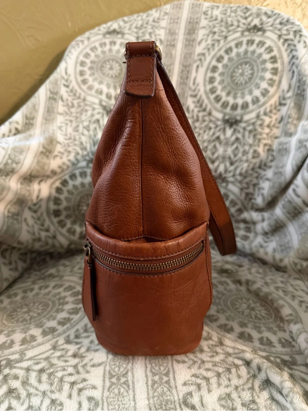 Fossil Emerson Brown Leather Hobo Bag